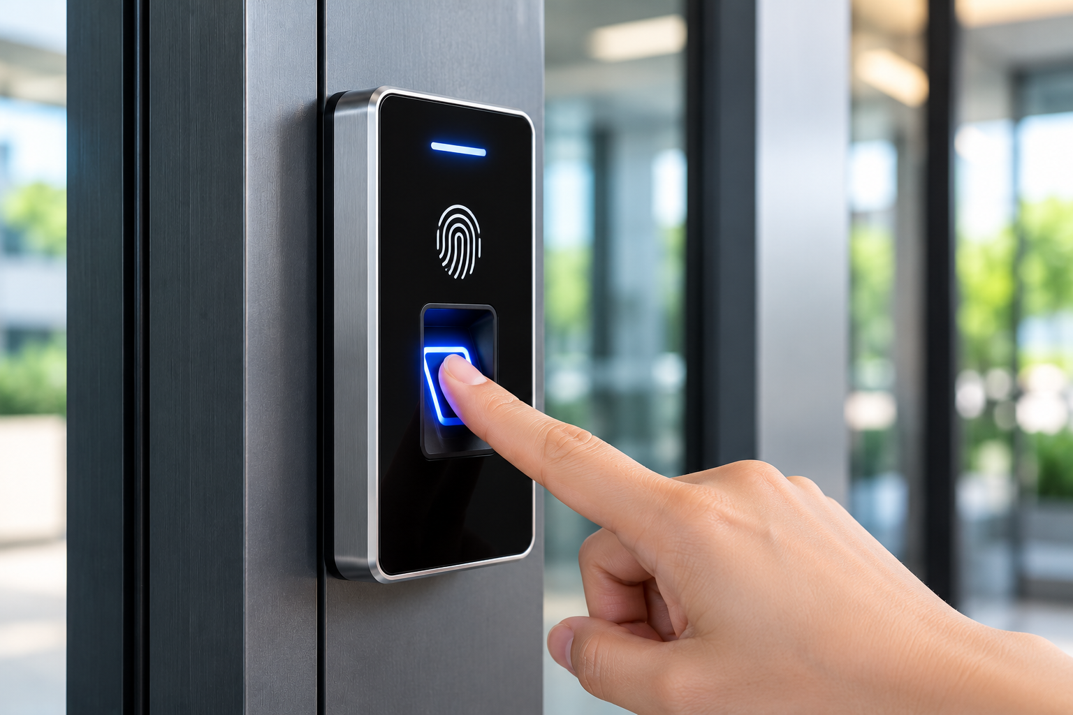 Fingerprint Access at a Modern Entrance