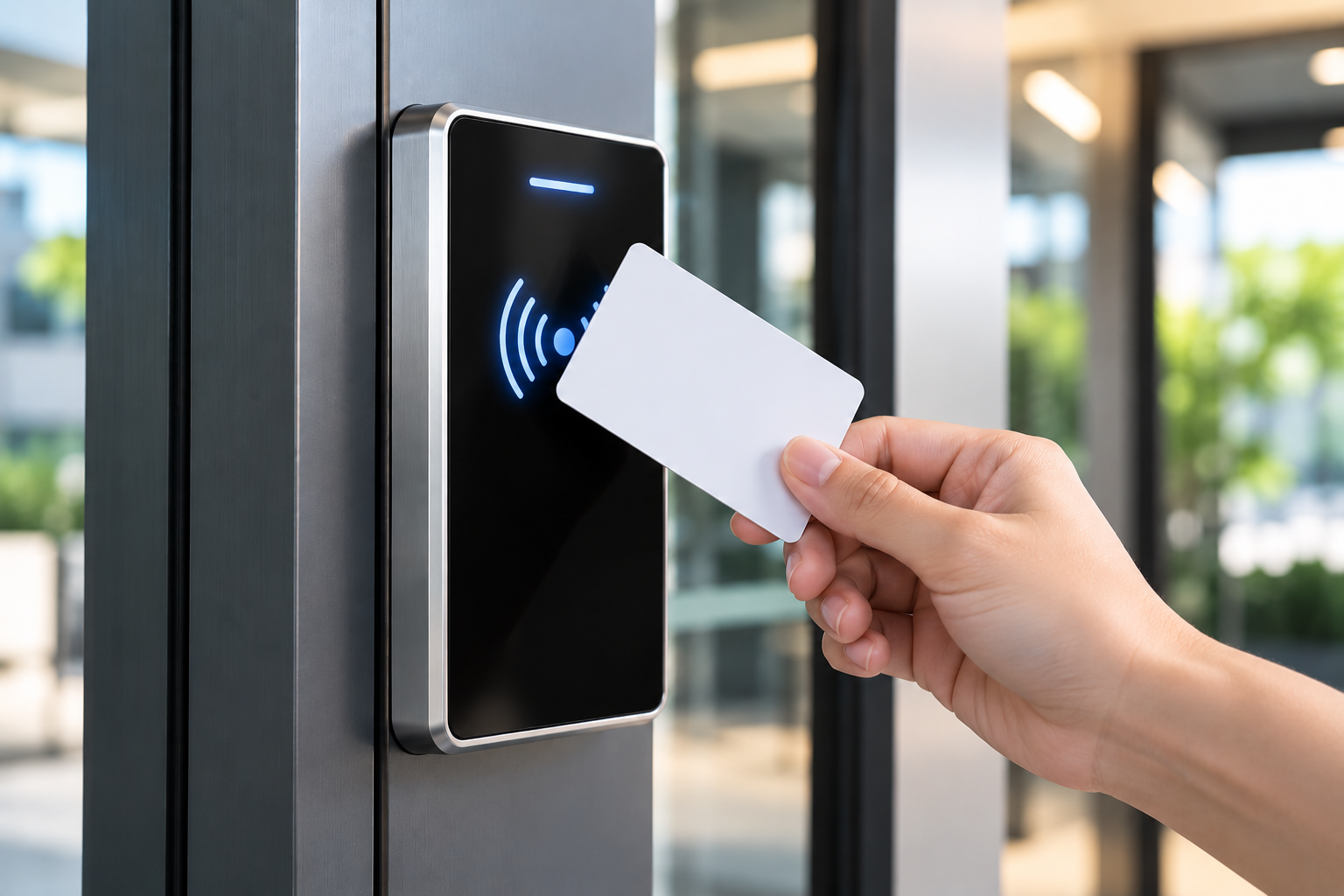 Modern RFID Access at Glass Entrance