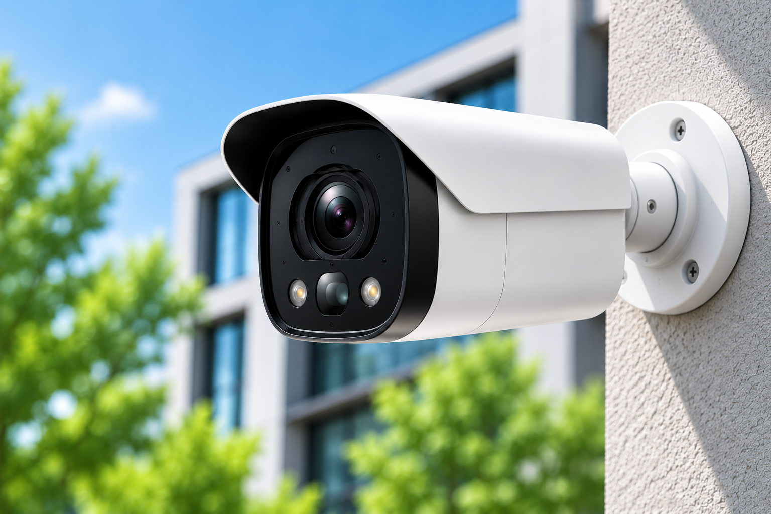 Modern Security Camera on Building Wall